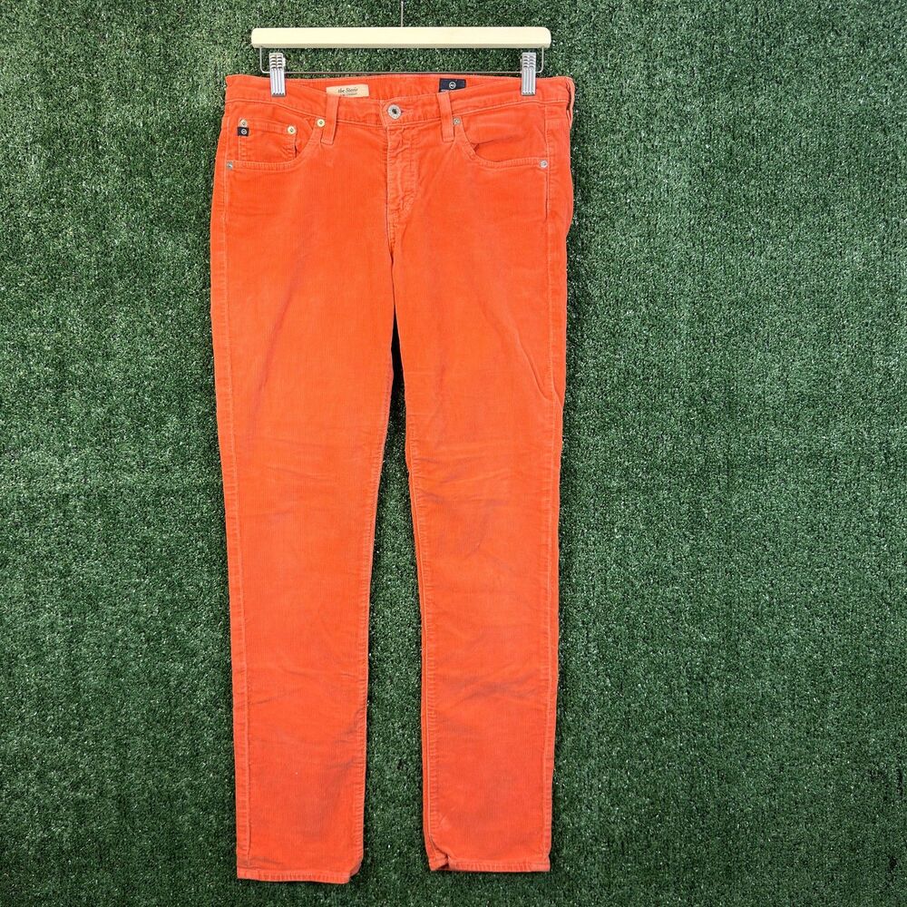 AG Adriano Goldschmied Womens The Stevie Corduroy Pants 30R Orange Slim Straight